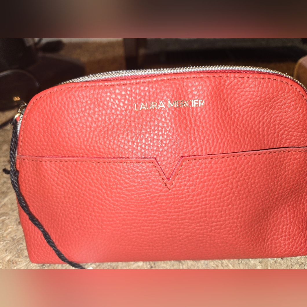 Laura Mercier Red Leather Women's Makeuo Bag